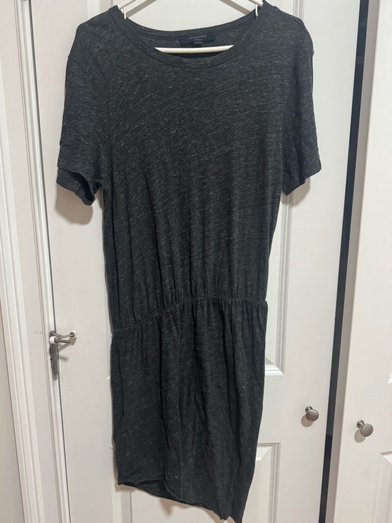 All Saints Dresses & Skirts - All Saints Charcoal Short Sleeve Drawstring Waist Dress